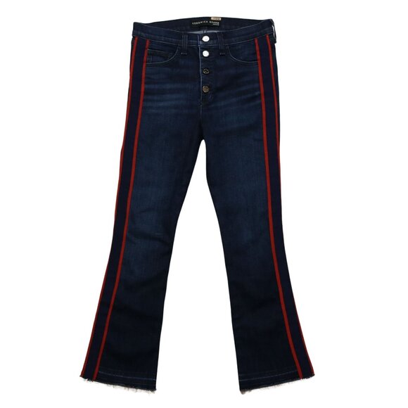 Veronica Beard Jeans Style JO720003 Carolyn Midnight Wash Red Stripe Button Fly - Picture 10 of 10